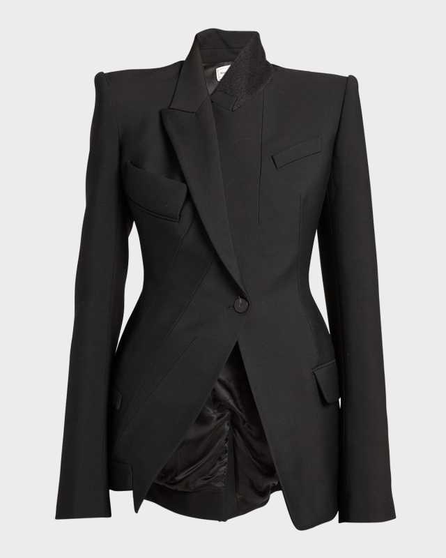 Wool Upside-Down Blazer Jacket